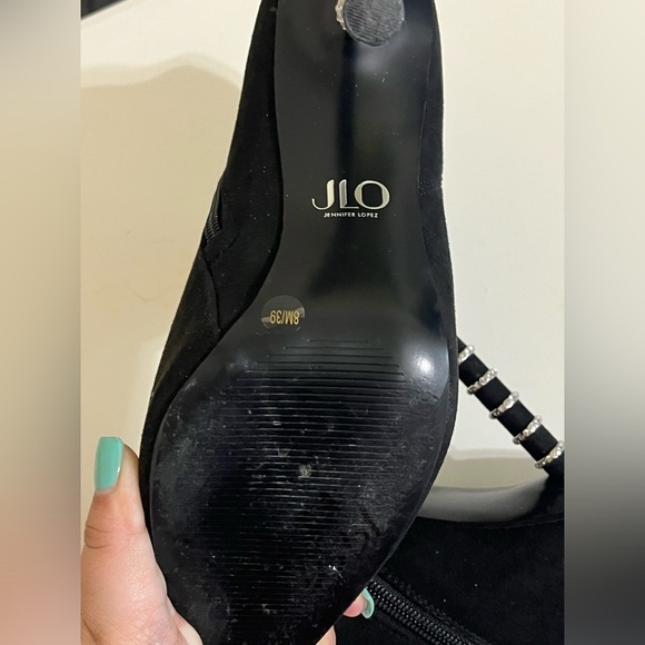 JLO Jennifer Lopez Porchia 2 Black Ankle Bootie Size 8M Spike Heel - Picture 5 of 9